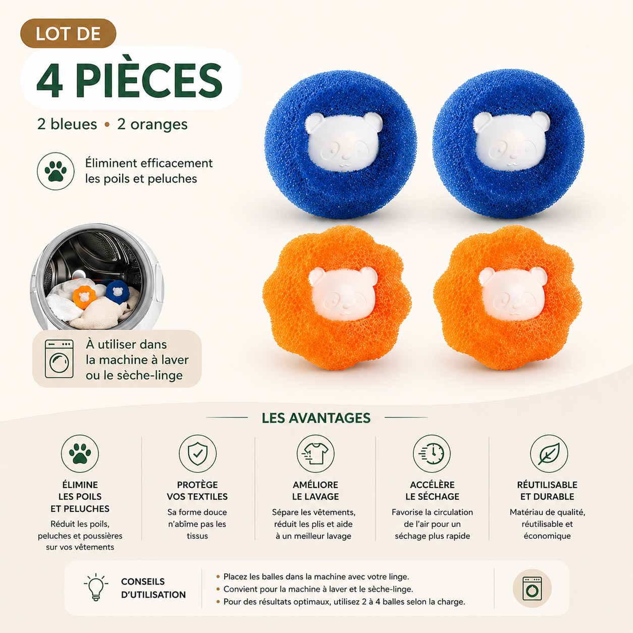 Balles Anti-Poils – Réutilisables