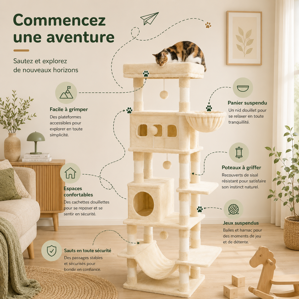 Arbre à Chat Canopée™ – 170 cm