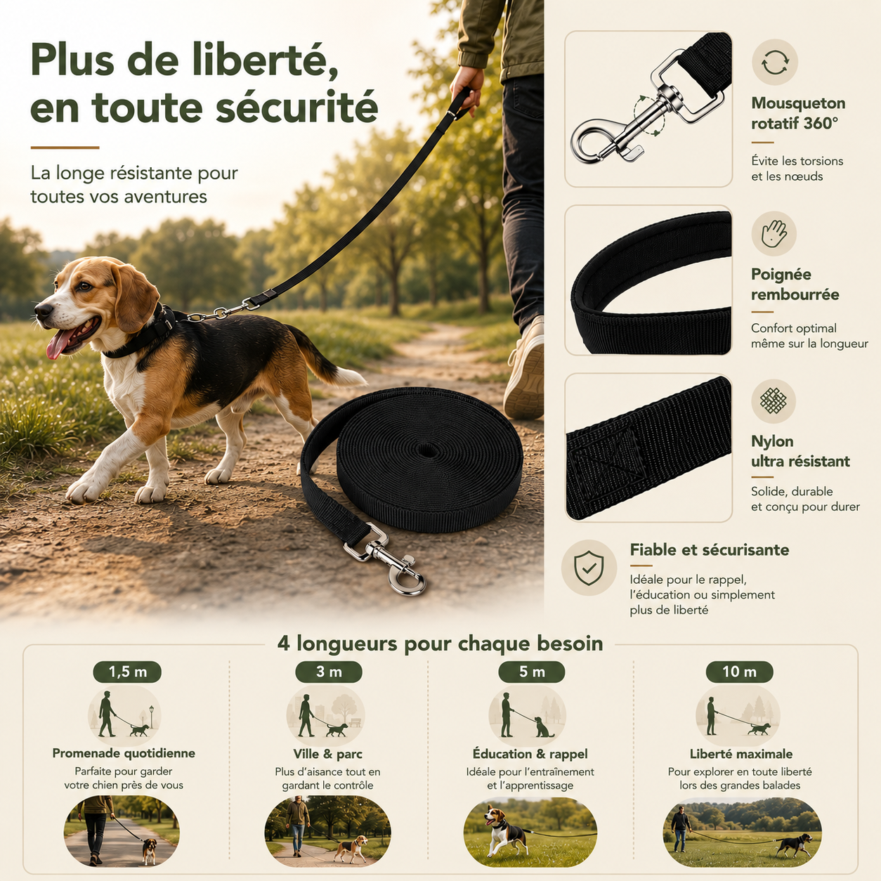 Longe d'exploration pour chien