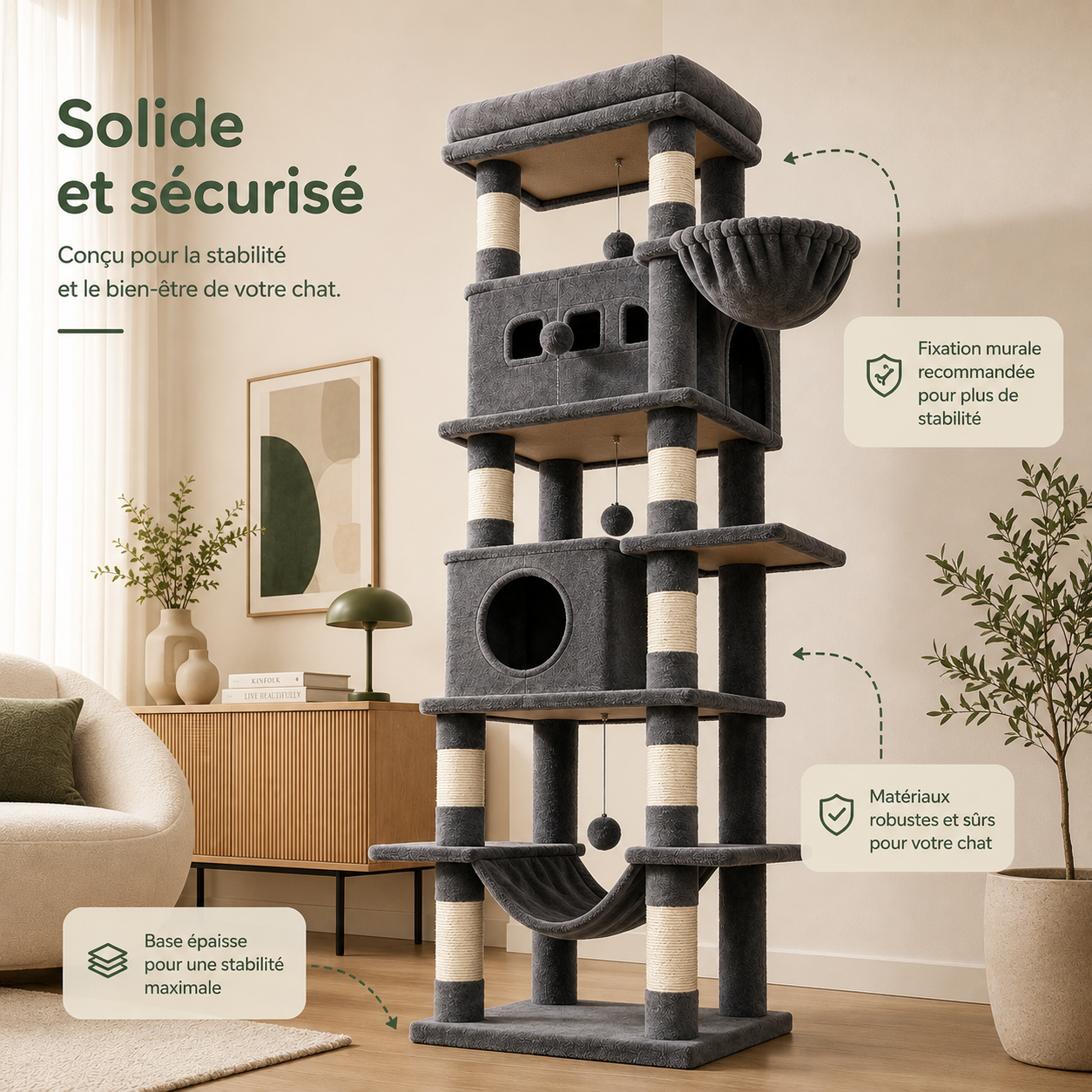 Arbre à Chat Canopée™ – 170 cm