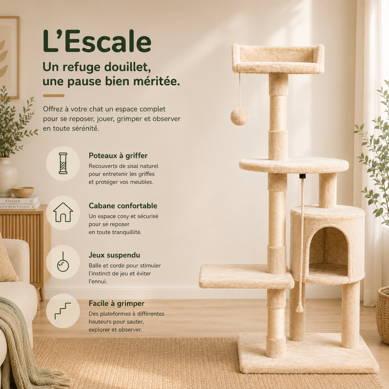 Arbre à Chat Escale™ – 112 cm